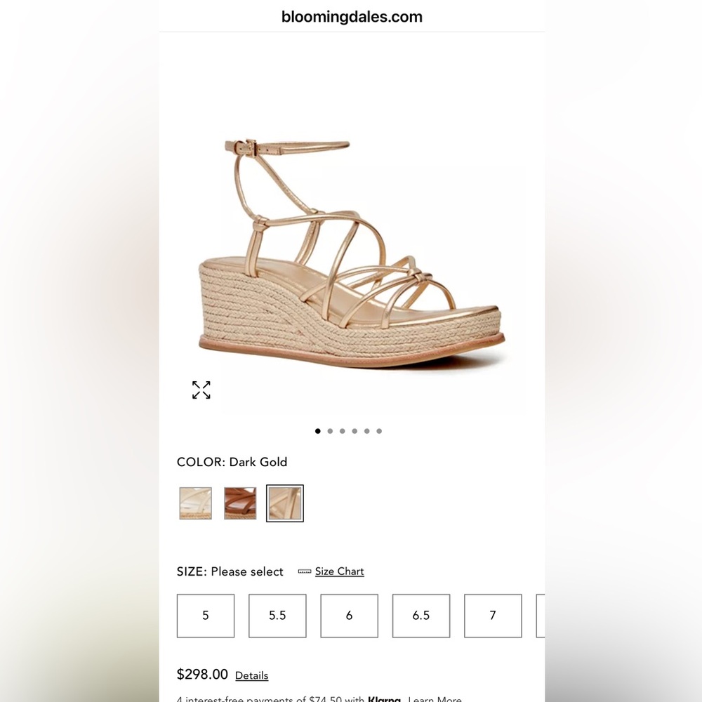 Paige Julia Gold Strappy Wedge Sandals 6.5 New